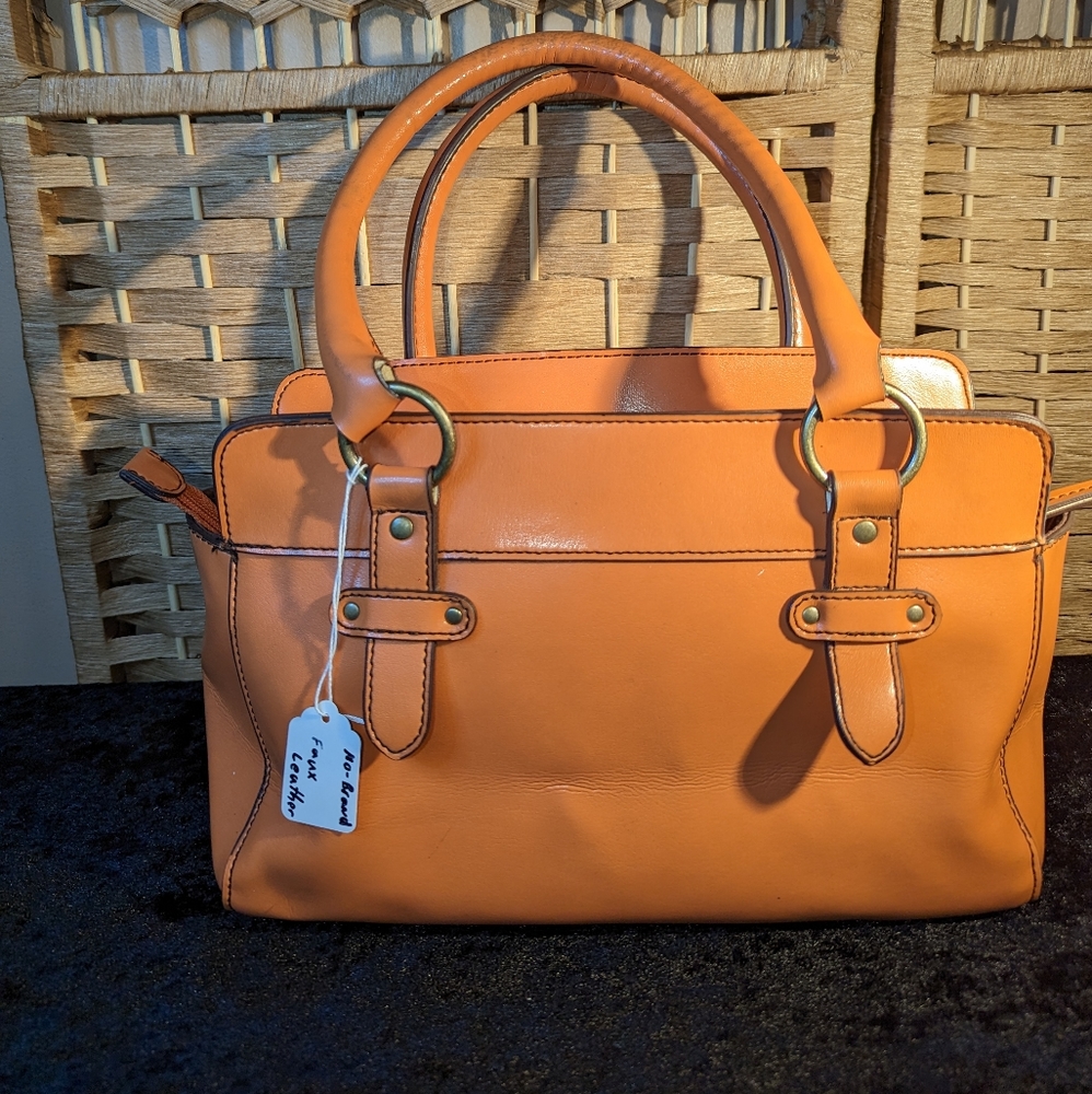 Faux Leather Orange Handbag.